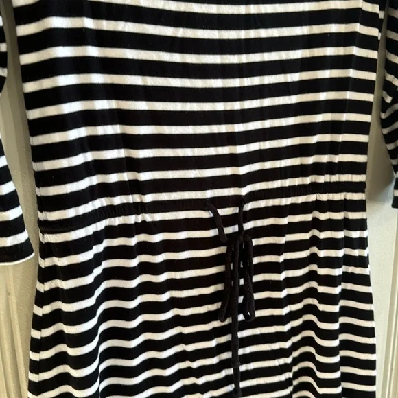 Black & White Striped White House Black Market Dress with Drawstring Waist XS - Picture 3 of 6